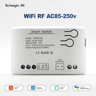 Smart Switch (COM/NO/NC) voor schakelen met Wifi app bediening en 10 Ampere capaciteit