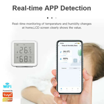 Thermometer en hygrometer voor binnen met real time monitoring en groot display