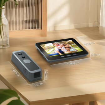 Video deurbel met Wifi en Tuya-app, batterijvoeding 5000 mAh, IP65 (zilver)