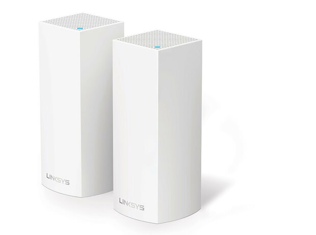 Mesh router voor Wi Fi netwerk met tri band technologie app bediening staand ontwerp wit kunststof