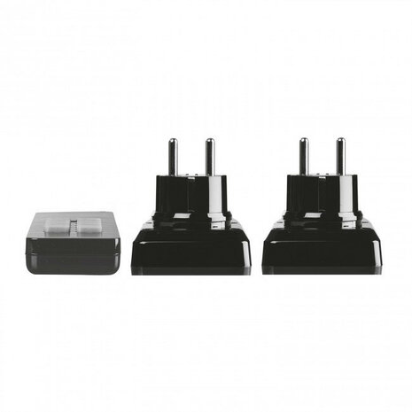 Slimme tussenstekker voor tuinset met spatwaterdichte schakelaars tot 2500 watt geschikt voor vijverpomp en buitenverlichting