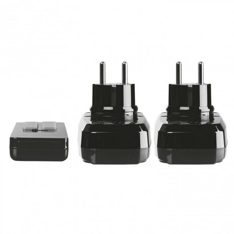 Slimme tussenstekker voor tuinset met spatwaterdichte schakelaars tot 2500 watt geschikt voor vijverpomp en buitenverlichting