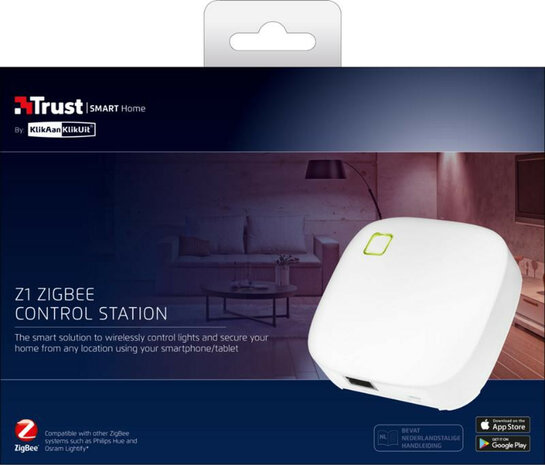 Trust Zigbee Control Station Z1 voor draadloze bediening van slimme ledlampen en huisbeveiliging met veilige verbinding
