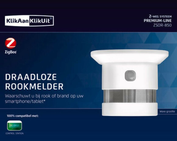 Rookmelder voor draadloos gebruik met KlikAanKlikUit systeem en lage kans op vals alarm
