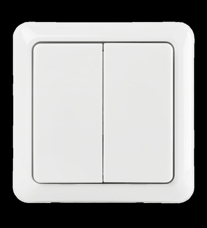 Draadloze dubbele wandschakelaar voor KlikAanKlikUit systeem met bediening zonder stroomaansluiting