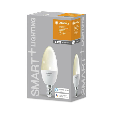 Slimme WiFi lamp E14 fitting peer vorm warm wit licht traploos dimbaar zonder bridge bediening app
