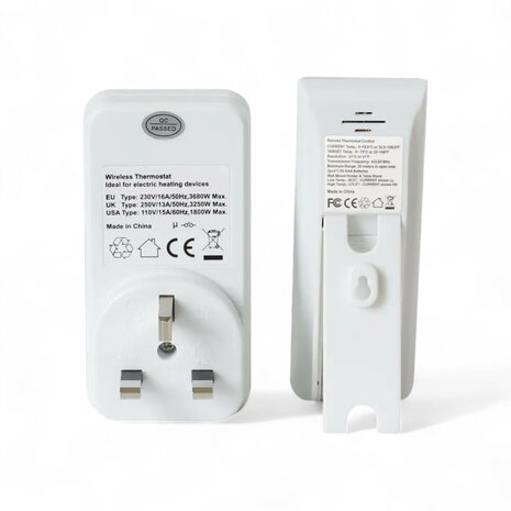 Stekker thermostaat voor verwarming en airco met afstandsbediening en kinderslot