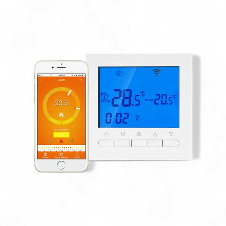 Opbouw thermostaat voor CV ketels en boilers met touchscreen en batterijvoeding zonder WiFi