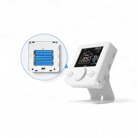 Thermostaat voor centrale verwarmingsinstallatie met draadloze wifi en draaiknopbediening