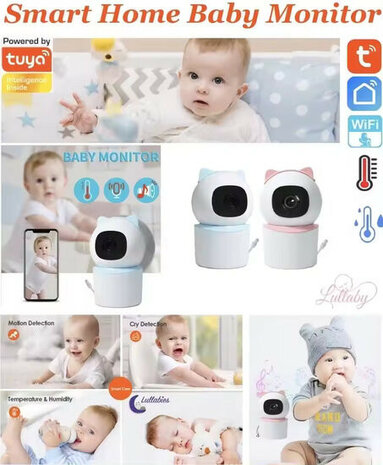 Camera voor babyzorg met cry detection nachtzicht pan tilt en lullaby playback