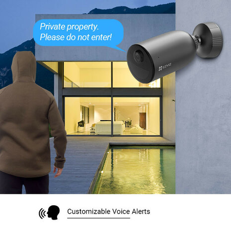 Buitencamera voor beveiliging met wifi 24 gigahertz en 2304 bij 1296 resolutie met zonnepaneel en oplaadbare batterij