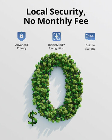 Basisstation voor Eufy camera systeem met 16GB opslag uitbreidbaar tot 16TB en gezichtsherkenning