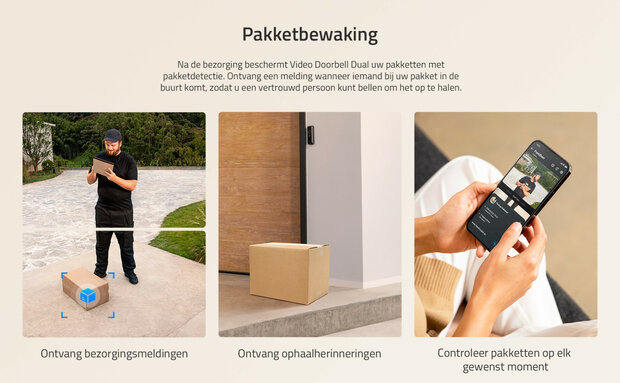 Deurbel voor gebruik met Eufy Homebase 2 of 3 met dual camera en 2K HDR beeldkwaliteit