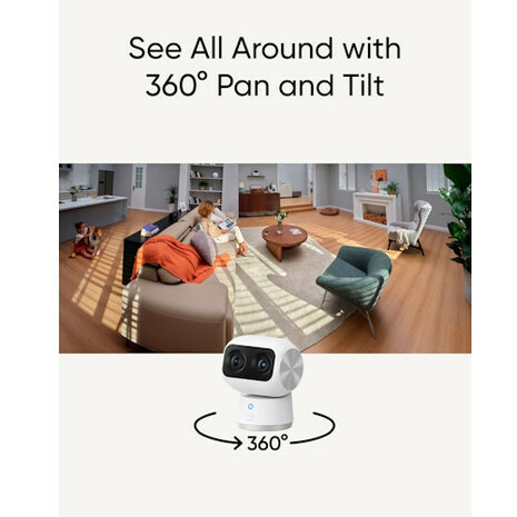 Camera voor binnen met twee lenzen 360 graden pan 75 graden tilt helder nachtzicht en bewegingsdetectie