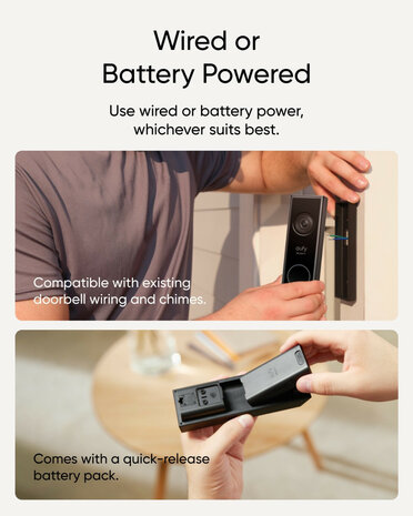 Deurbel voor voordeur met dual camera chime lokaal geheugen nachtzicht batterij of bedrading IP65 stof en waterdicht