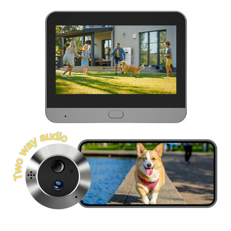 Digitale deurspion voor deuren 35 tot 150 millimeter met 3MP camera nachtzicht en WiFi verbinding