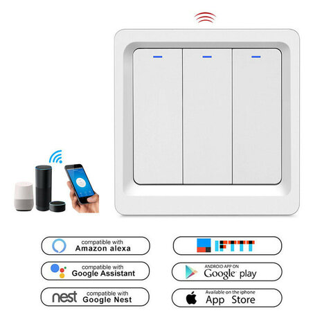 Lichtschakelaar voor inbouw met Zigbee protocol en indrukbare knop voor slimme bediening