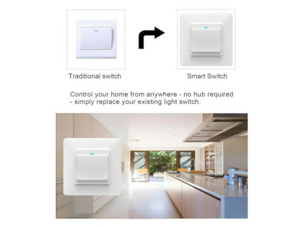 Slimme inbouw schakelaar voor twee knoppen met controleverlichting en app bediening