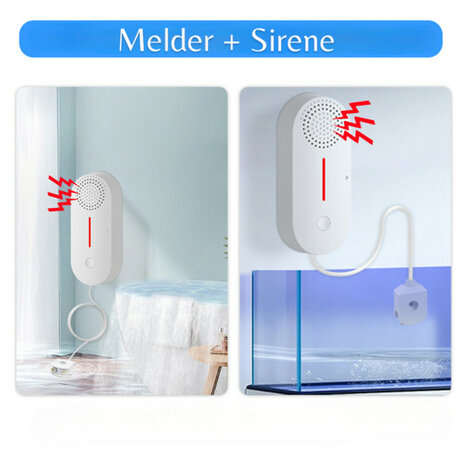 Water lekkage sensor voor WiFi systeem met 100 dB sirene en LED waarschuwing