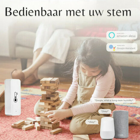 Vochtigheids en temperatuursensor voor binnen met wifi real time metingen en app bediening