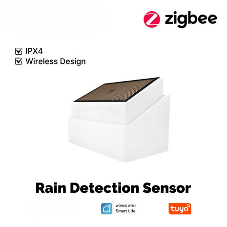 Smart Regensensor voor automatische raamsturing en zonneschermregeling met Zigbee 3.0 en IPX4 waterdicht