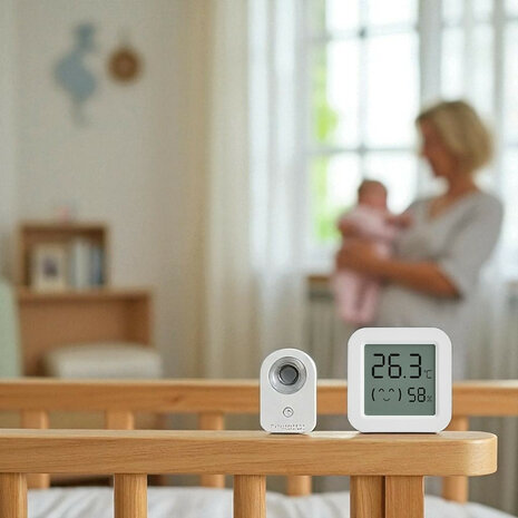 Thermometer en Hygrometer voor binnenklimaat met real time monitoring en app bediening