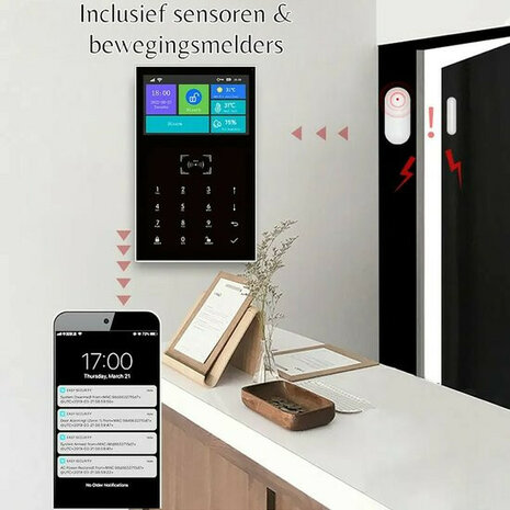 Alarmsysteem voor woning en kantoor met 4G doormelding helder display deur sensor PIR sensor sirene tags afstandsbedieningen