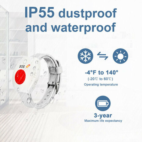 Horloge voor SOS Alarmset met directe noodknop activatie en lichtgewicht ontwerp