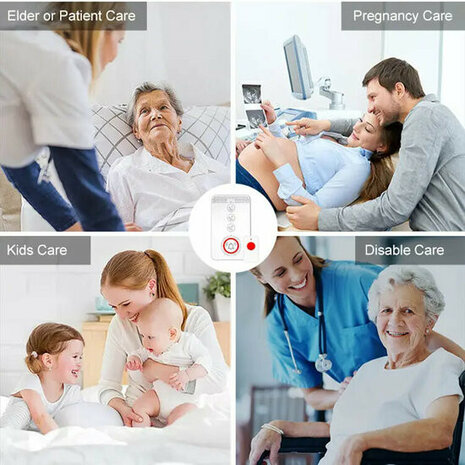 SOS Alarmset voor binnenhuis met 4G simkaart en waterdichte knop met visueel en hoorbaar alarm