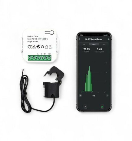 Smart WiFi Energie Monitor voor huishoudens met zonnepanelen met twee klemmen en real time monitoring