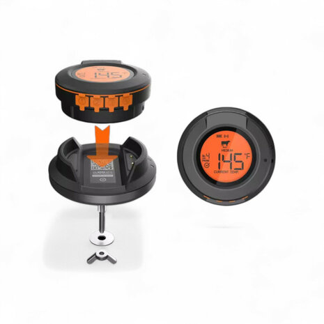 Kamado thermometer voor barbecue met Bluetooth bereik en 2 probes voor dome en kerntemperatuur