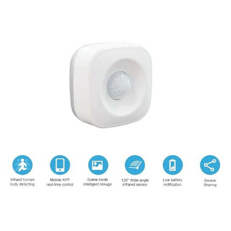 Bewegingssensor voor smart home systeem met dual connectiviteit en detectieafstand tot 5 meter
