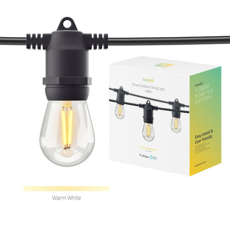 Lightstring voor tuin met wifi bediening en dimbare warm witte lampen