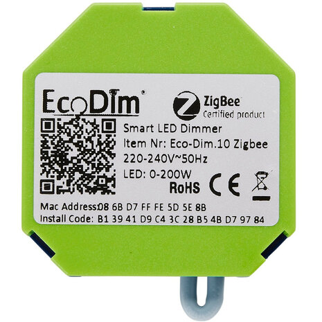 Inbouw dimmer voor Zigbee systeem met platte behuizing geschikt voor ledlampen tot 250 watt en compatibel met Philips Hue