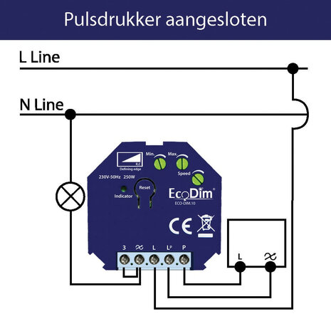 Inbouw dimmer voor Zigbee systeem met platte behuizing geschikt voor ledlampen tot 250 watt en compatibel met Philips Hue