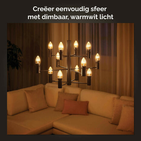 Filament lamp voor slimme verlichting met E14 fitting warm wit licht Bluetooth en Zigbee