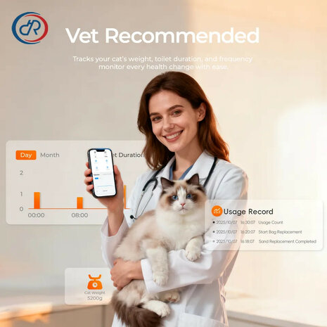 Automatische kattenbak voor APP besturing met verbeterde veiligheidsbescherming