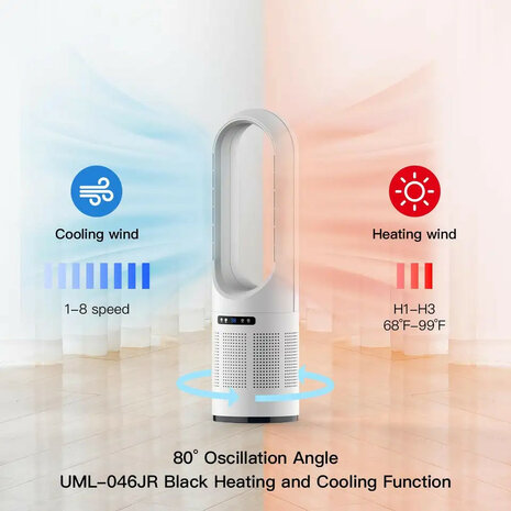 Aircooler voor hotel en huishouden met bladelloze ventilator en luchtzuivering