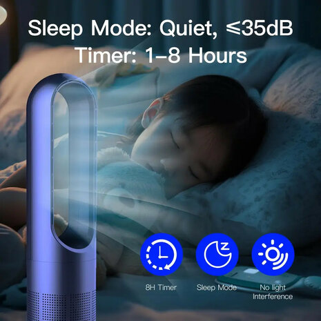 Bladloze luchtkoeler voor huishouden en kantoor met app bediening via Tuya wifi