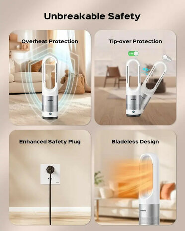 Bladloze luchtkoeler voor huishouden en kantoor met app bediening via Tuya wifi