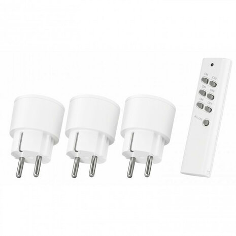 Compacte tussenstekker voor slim schakelen met KlikAanKlikUit systeem tot 2300 watt 3-pack