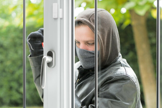 Deur raam sensor voor smart home systeem met trilling detectie en ge&iuml;ntegreerde knop