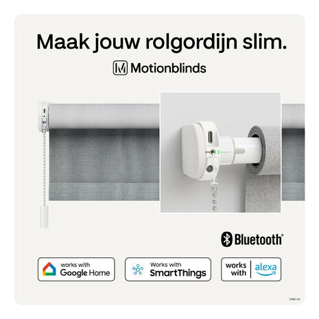 Rolgordijnmotor voor retrofit montage met Bluetooth bediening en app integratie