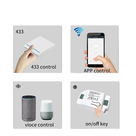 Draadloze schakelaar set smart home met RF433 MHz en app spraakbediening