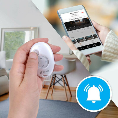 Afstandsbediening voor alarmsysteem met noodknop en compact ontwerp