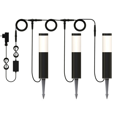 Sokkellampen voor tuinverlichting met Zigbee systeem en aluminium behuizing set van 3 stuks