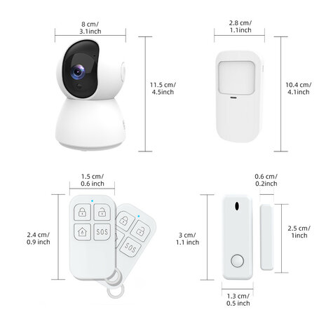 Alarmsysteem voor huisbeveiliging met Camera, PIR bewegingssensor en afstandsbediening