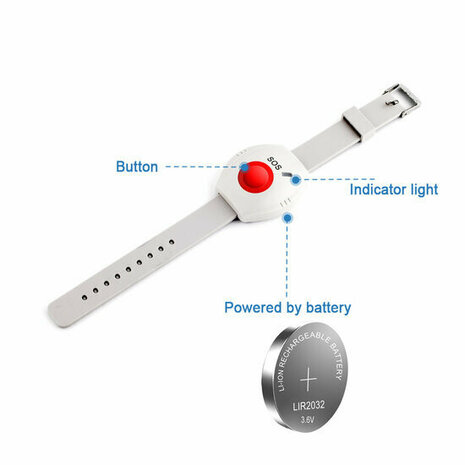 Horloge voor SOS Alarmset met directe noodknop activatie en lichtgewicht ontwerp