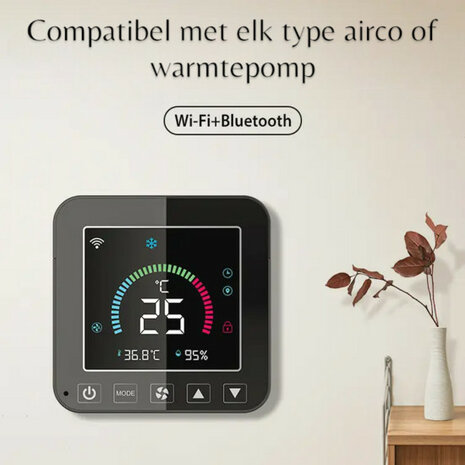 Wifi IR afstandsbediening voor warmtepomp en airco, zwart