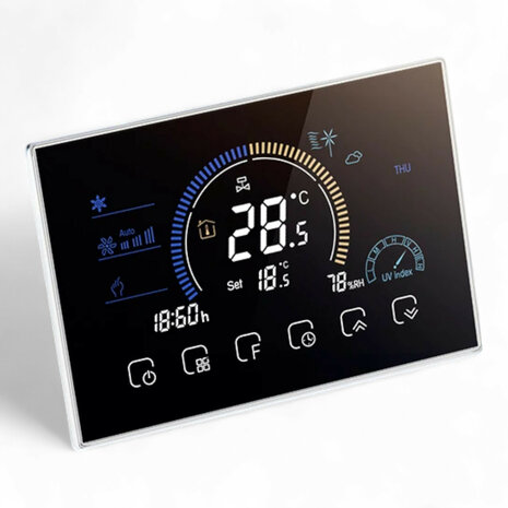 Inbouw thermostaat wifi touchscreen 230V 4 draads 3A zwart voor CV en boiler programmeerbaar